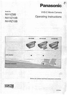 Panasonic NV VZ 10 manual. Camera Instructions.